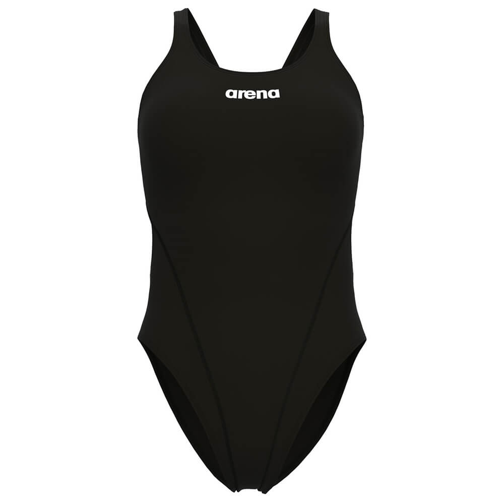 ARENA Team Swim Tech Back Solid Black/White sieviešu peldkostīms