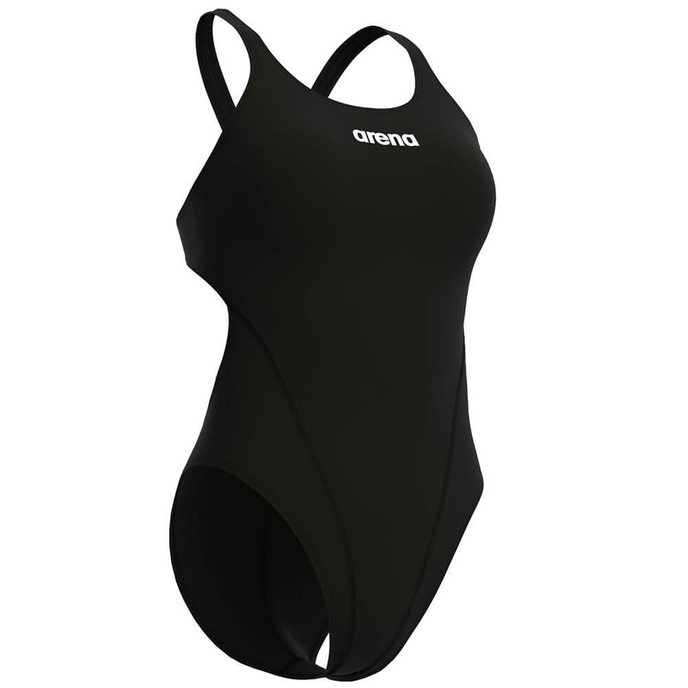 ARENA Team Swim Tech Back Solid Black/White sieviešu peldkostīms