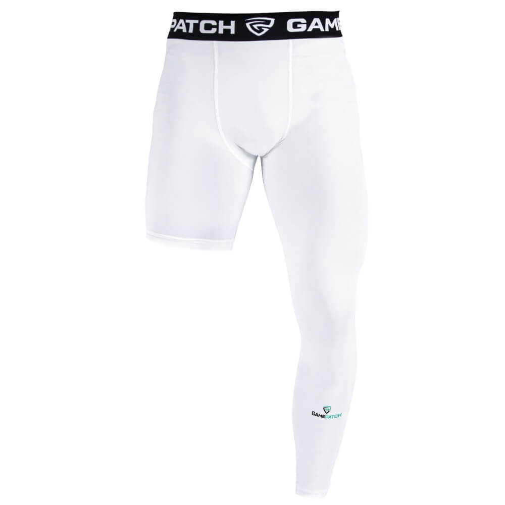 GAMEPATCH Single Leg White kompresijas bikses (kreisā)