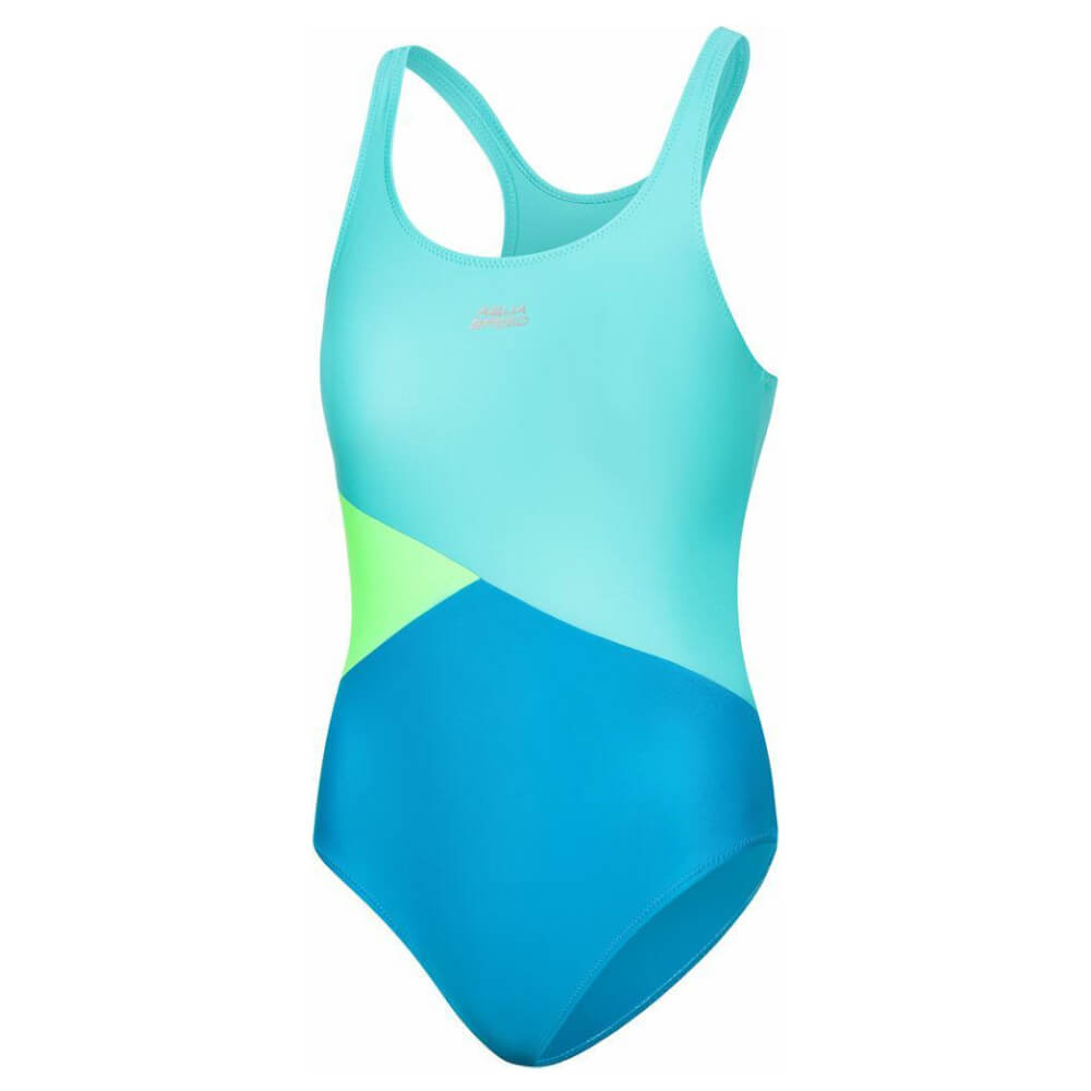 AQUA SPEED Pola Light Turquoise/Turquoise/Lime meiteņu peldkostīms