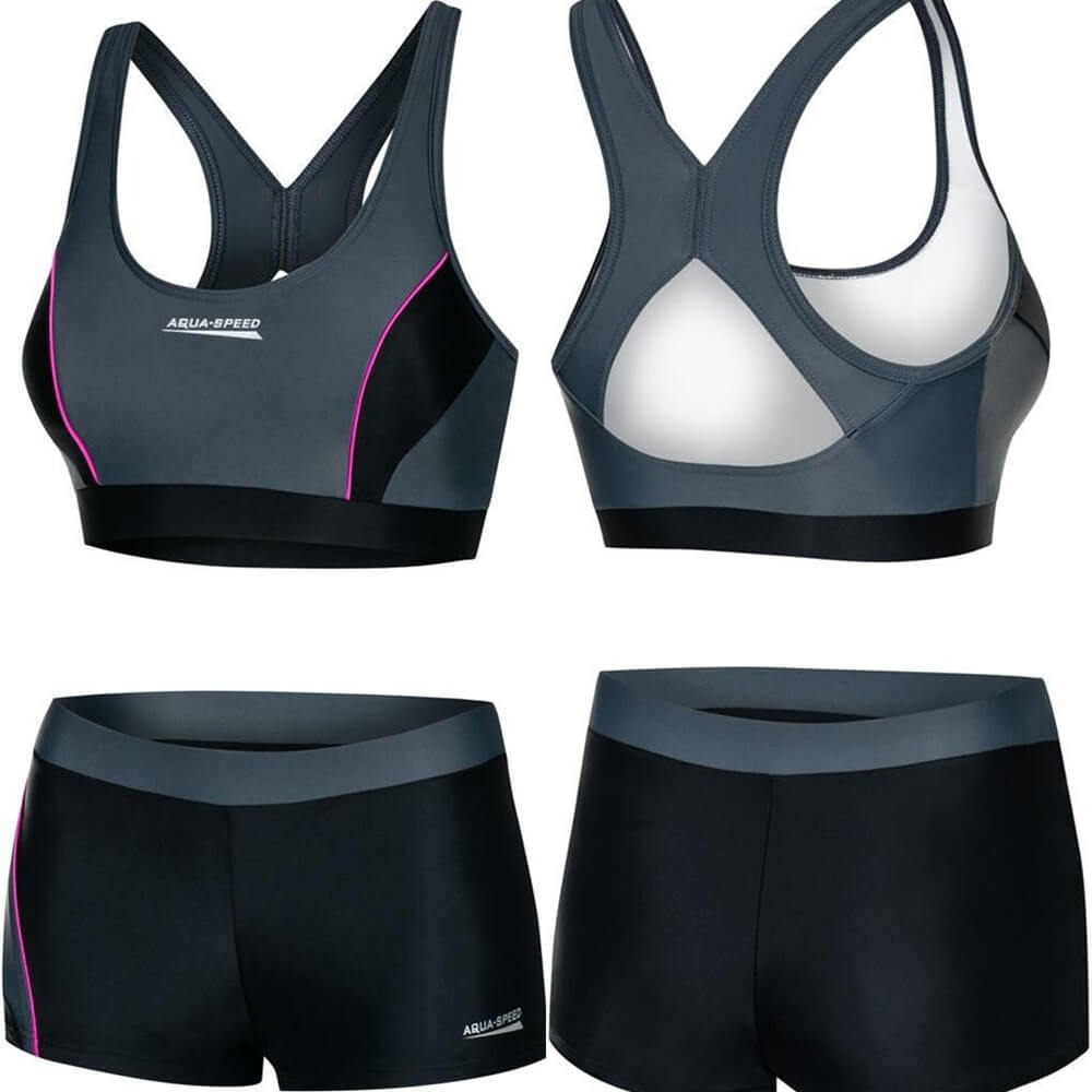 AQUA SPEED Fiona Two Piece Black/Grey sieviešu peldkostīms