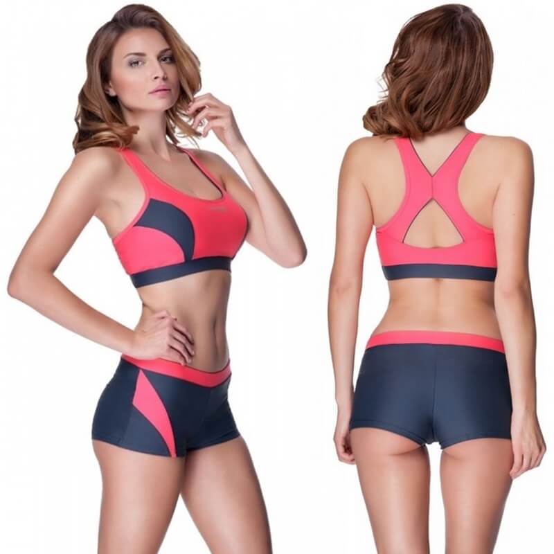 AQUA SPEED Fiona Two Piece Coral/Grey sieviešu peldkostīms