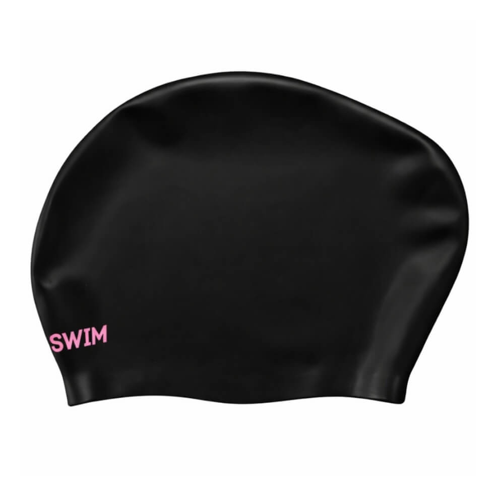 LATSWIM Black silikona peldcepure gariem matiem