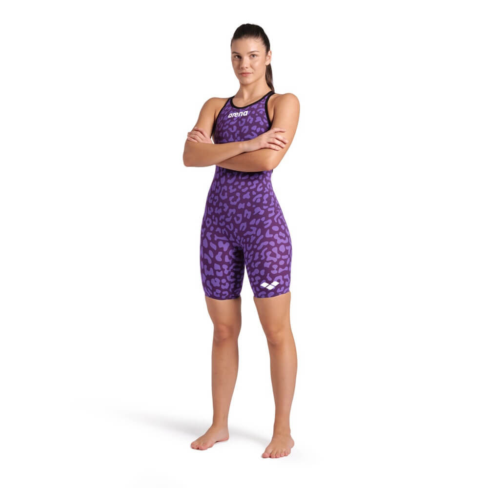 ARENA Powerskin Carbon-AIR² Leopard Skin Violet Open Back Limited Edition sieviešu sacensību peldkostīms