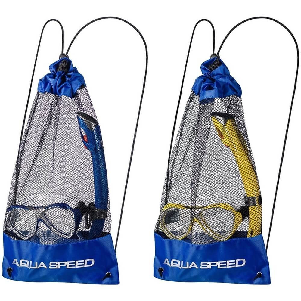 AQUA SPEED Junior Aura + Evo snorkelēšanas komplekts + Tīkla maiss
