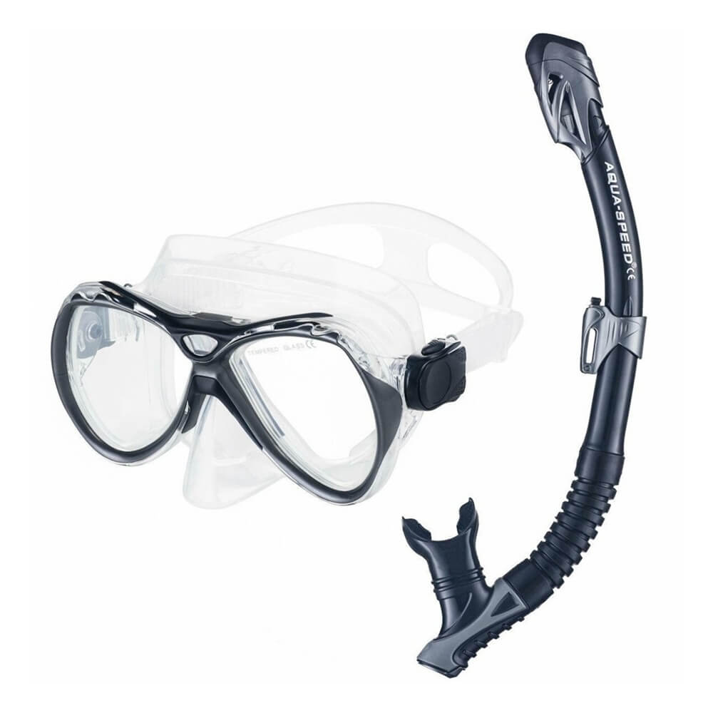 AQUA SPEED snorkelēšanas komplekts Manus + Borneo + Tīkla maiss
