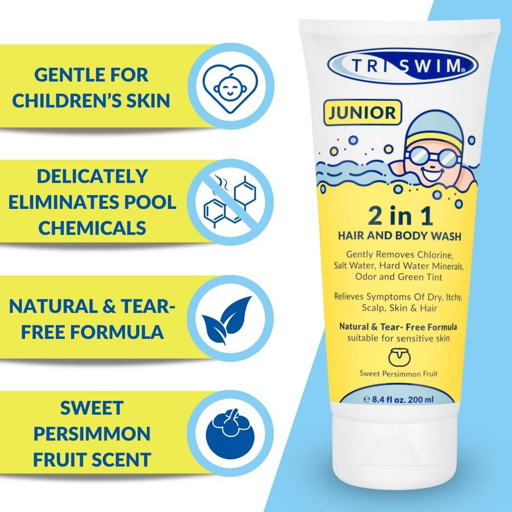 TRISWIM Chlorine Removing Hair & Body Wash For Kids Sweet Persimmon (251ml) dušas želeja & šampūns