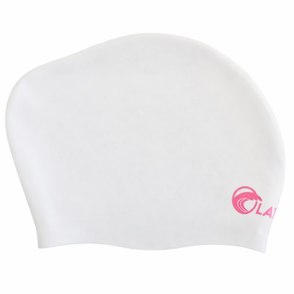 LATSWIM White/Pink silikona peldcepure gariem matiem