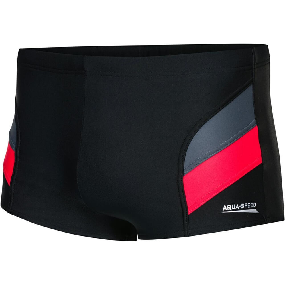 AQUA SPEED Aron Boxer Black/Grey/Red vīriešu peldbikses