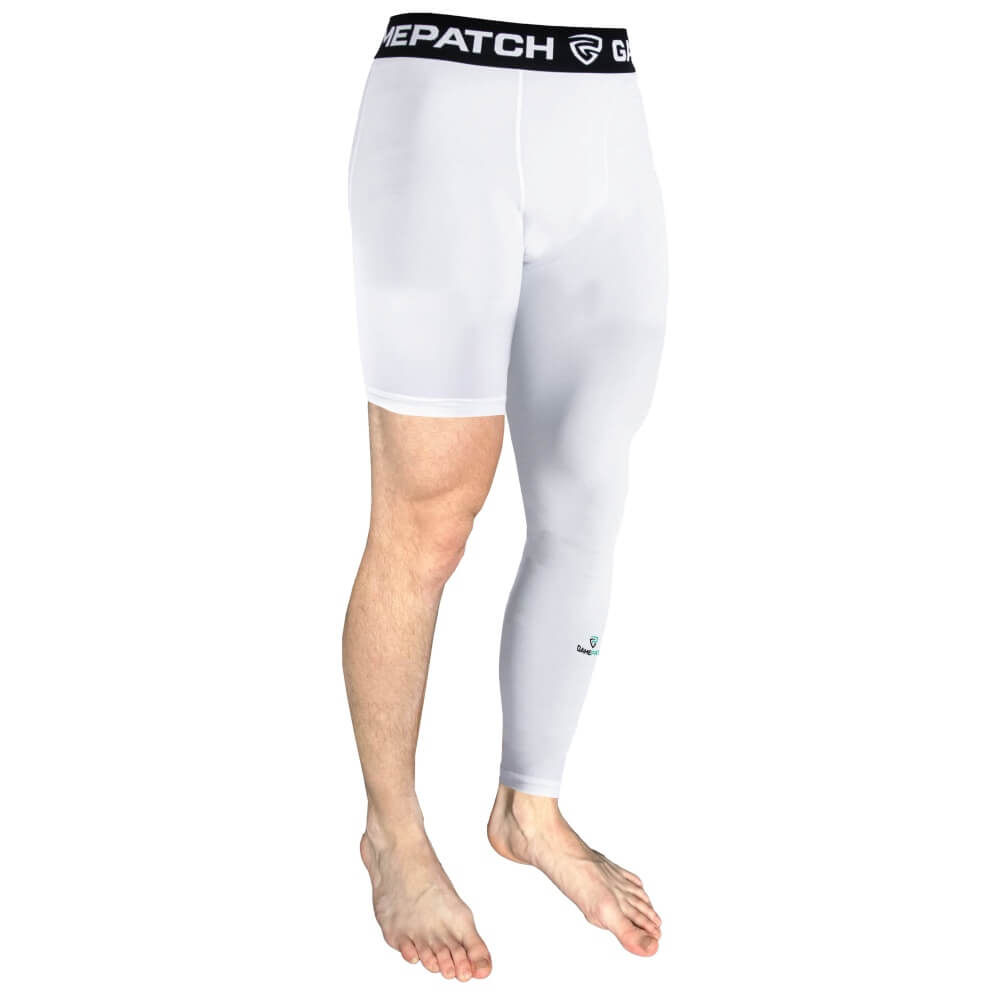 GAMEPATCH Single Leg White kompresijas bikses (kreisā)