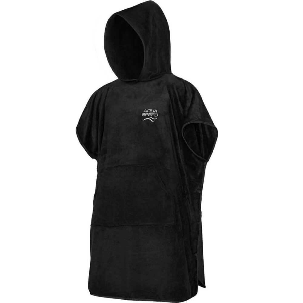 AQUA SPEED Microfibre Black pončo dvielis