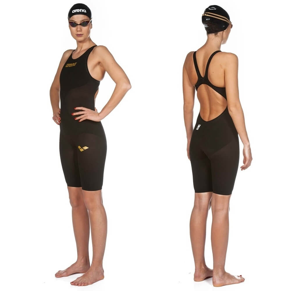 ARENA Powerskin Carbon-AIR² Open Back Black/Gold sieviešu sacensību peldkostīms