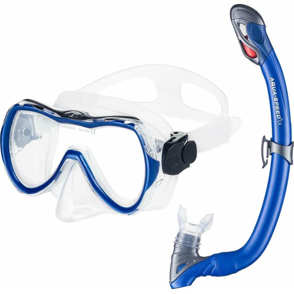 AQUA SPEED Junior Enzo + Samos snorkelēšanas komplekts + Tīkla maiss
