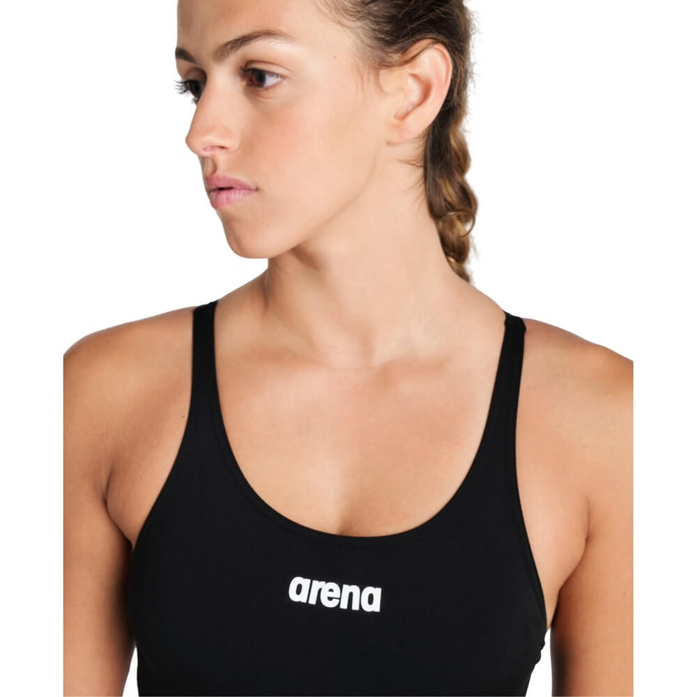 ARENA Team Swim Tech Back Solid Black/White sieviešu peldkostīms