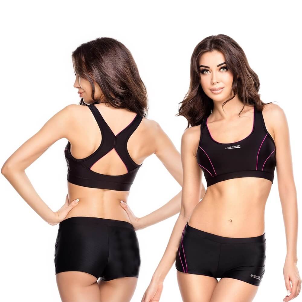 AQUA SPEED Fiona Two Piece Black/Pink sieviešu peldkostīms