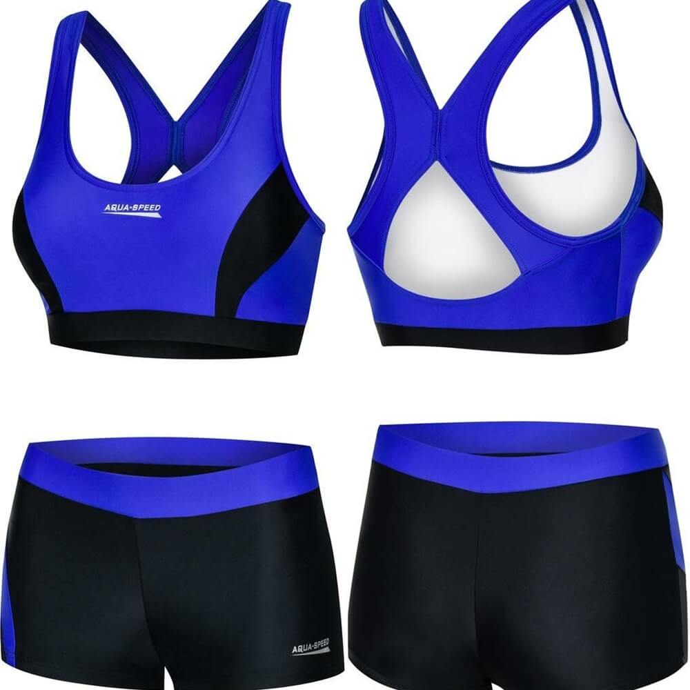 AQUA SPEED Fiona Two Piece Black/Blue sieviešu peldkostīms